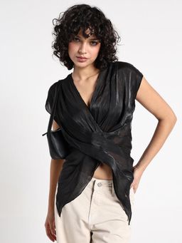 SHOWOFFFF - Women Black Solid Top