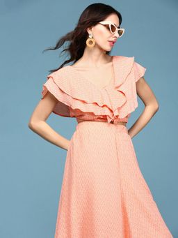 SHOWOFFFF - Women Orange Printed Co-Ord (Set of 2)