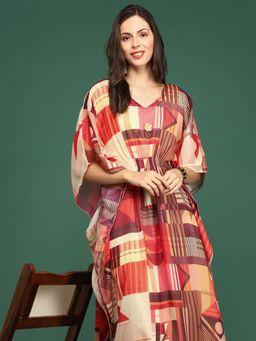 SHOWOFFFF - Women's Multi Printed Kaftan with Inner (Set of 2)