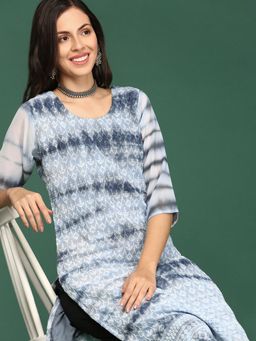 SHOWOFFFF - Women's Grey Embellished Straight Kurta