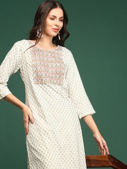 SHOWOFFFF - Women's Off White Straight Kurta