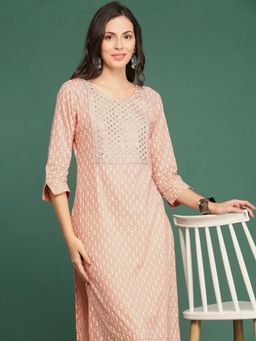 SHOWOFFFF - Women's Peach Straight Kurta