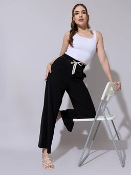 SHOWOFFFF - Edition Womens Black Loose Fit Semi Formal Trousers