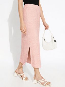 SHOWOFFFF - Women Knit Pink Straight Skirt