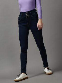 SHOWOFFFF - Women's Clean Look Skinny Fit Navy Blue Denim Jeans