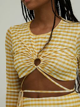 Cider - Check Tie Long Sleeve Top