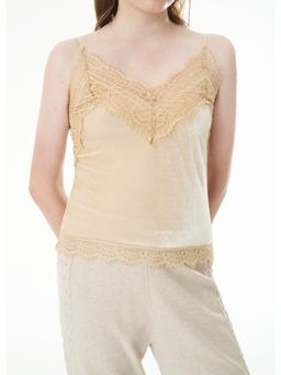 Cider - Lace Trimmed Cami Blouse Top