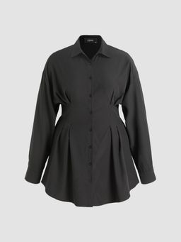Cider - Curve & Plus Button Down Corset Shirt Dress