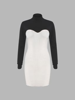 Cider - Turtleneck Patchy Mini Dress