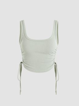 Cider - Solid Rib Drawstring Tank Top