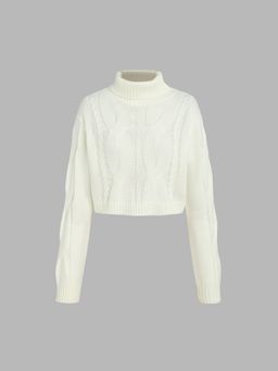 Cider - Solid Turtleneck Texture Knitted Sweater ()