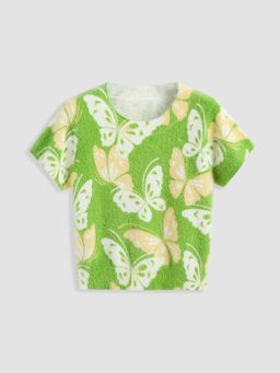 Cider - Butterfly Pattern Knitted Short Sleeve Top