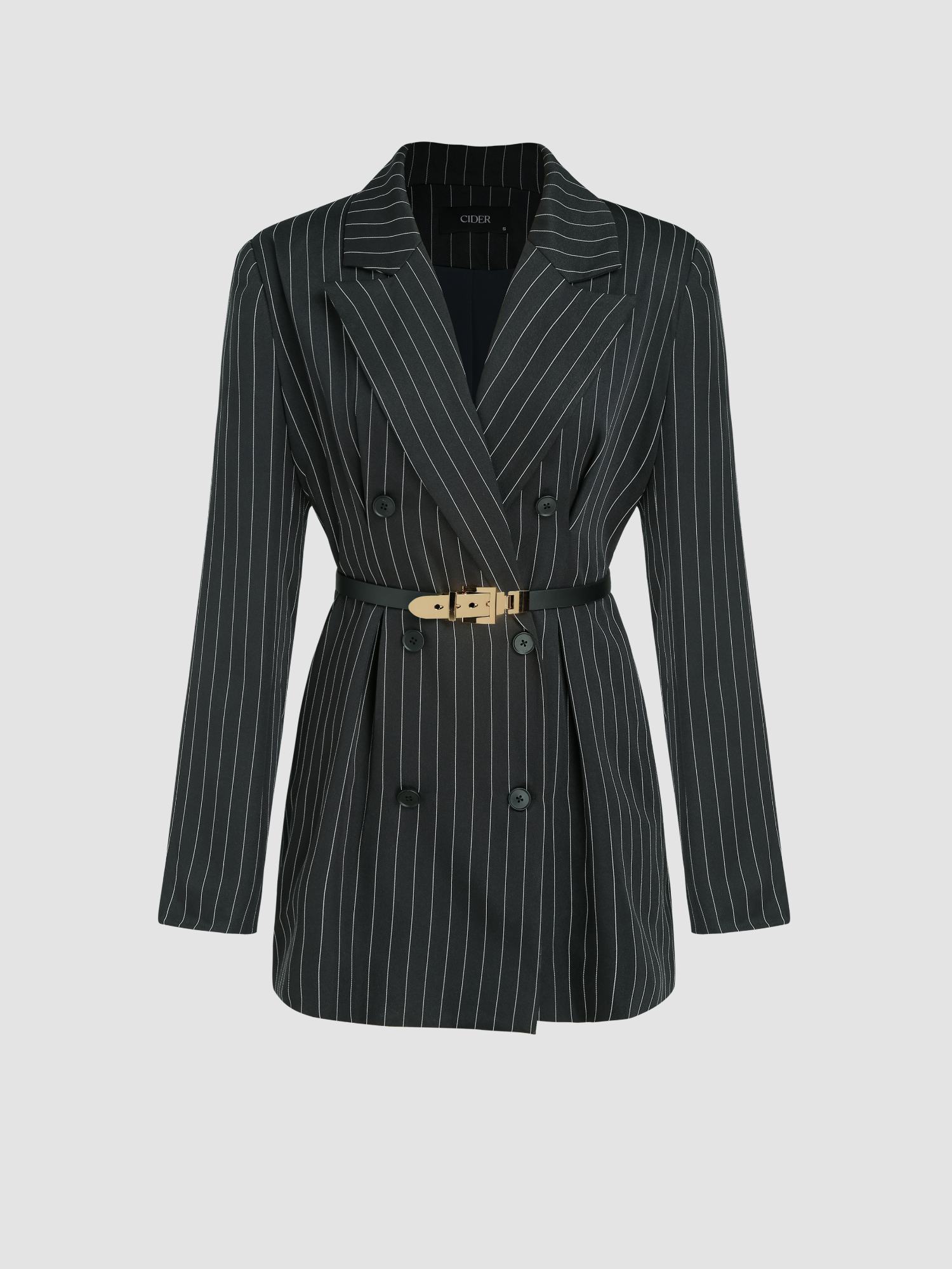 cider Striped Notched Collar Blazer with Belt (Set of 2)-picture-34