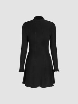 Cider - Jersey Mock Neck Long Sleeve Short Dress ()