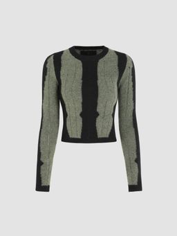 Cider - Wool Blend Two Tone Ripped Long Sleeve Sweater