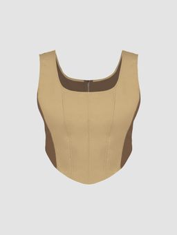 Cider - Woven Patchy Corset Crop Tank Top Curve & Plus