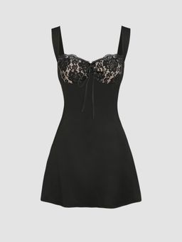 Cider - Lace Sweetheart Knotted Mini Dress