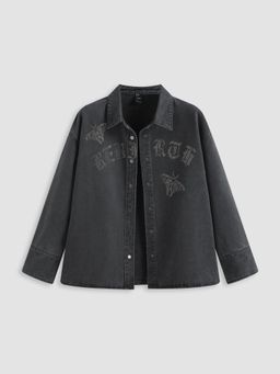 Cider - Denim Butterfly Button Up Blouse Curve & Plus