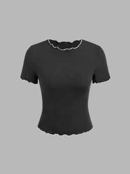 Cider - Round Neckline Solid Short Sleeve Tee ()