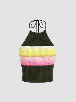 Cider - Colorful Knit Halter Crop Cami Top
