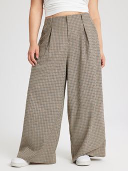 Cider - Check Pocket Wide Leg Trouser Curve & Plus