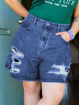 Cider - Ripped Denim Shorts Curve & Plus