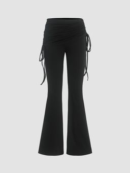 Cider - Jersey High Waist Knotted Ruched Flared Pant