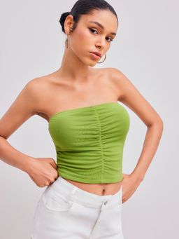 Cider - Jersey Solid Ruched Tube Top