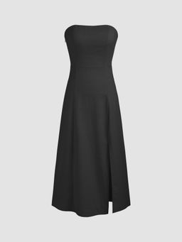 Cider - Linen Blend Split Tube Maxi Dress