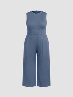 Cider - Solid Sleeveless Wide Leg Jumpsuit Curve & Plus