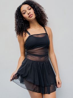 Cider - Mesh Shirred Cover Up Dress