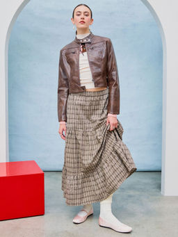 Cider - Faux Leather Stand Collar Zipper Biker Jacket