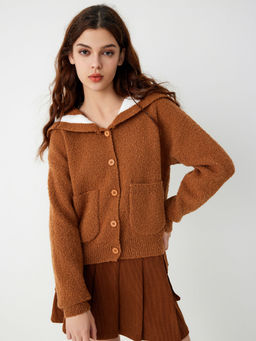 Cider - Sailor Collar Solid Button Cardigan
