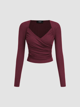 Cider - V Neck Solid Long Sleeve Top ()