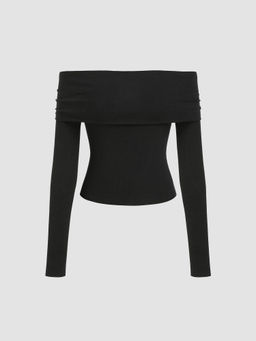 Cider - Off Shoulder Solid Long Sleeve Top ()