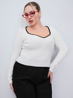 Cider - V Neck Knitted Long Sleeve Top Curve & Plus