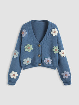 Cider - V Neck Button Flower Cardigan ()
