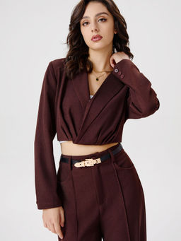 Cider - Collar Ruched Crop Blazer