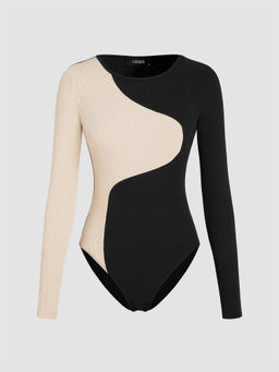 Cider - Rib Round Neck Contrasting Bodysuit