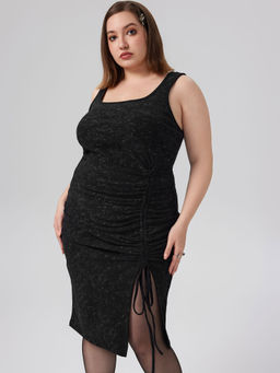 Cider - Drawstring Split Midi Dress Curve & Plus