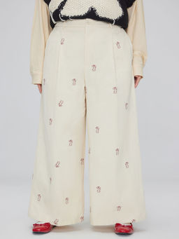 Cider - Woven Mid Rise Bowknot Pocket Wide Leg Trouser Curve & Plus