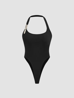 Cider - Halter Solid Buckle Up Bodysuit