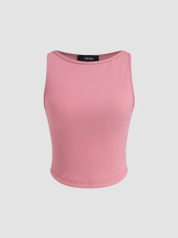 Cider - Boat Neck Solid Crop Tank Top