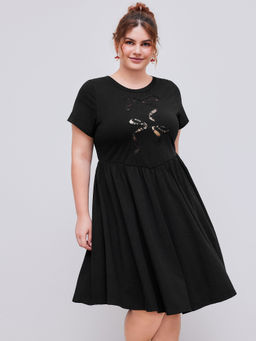 Cider - Bowknot Lace Ruffle Midi Dress Curve & Plus