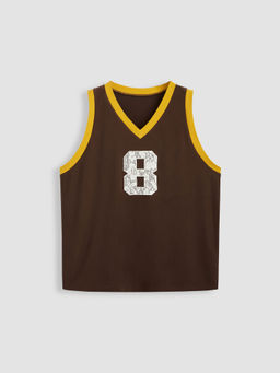 Cider - V Neck 8 Graphic Contrasting Binding Tank Top