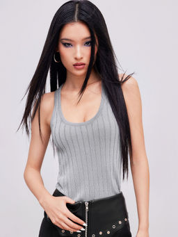 Cider - Knitted Scoop Neck Solid Tank Top