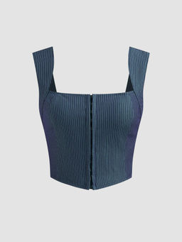 Cider - Square Neck Striped Crop Tank Top