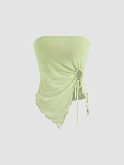 Cider - Mesh Solid O Ring Lettuce Trim Knotted Tube Top