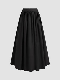 Cider - Cotton Mid Rise Solid Ruffle Maxi Skirt