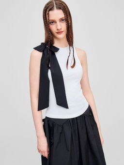Cider - Round Neckline Bowknot Tank Top